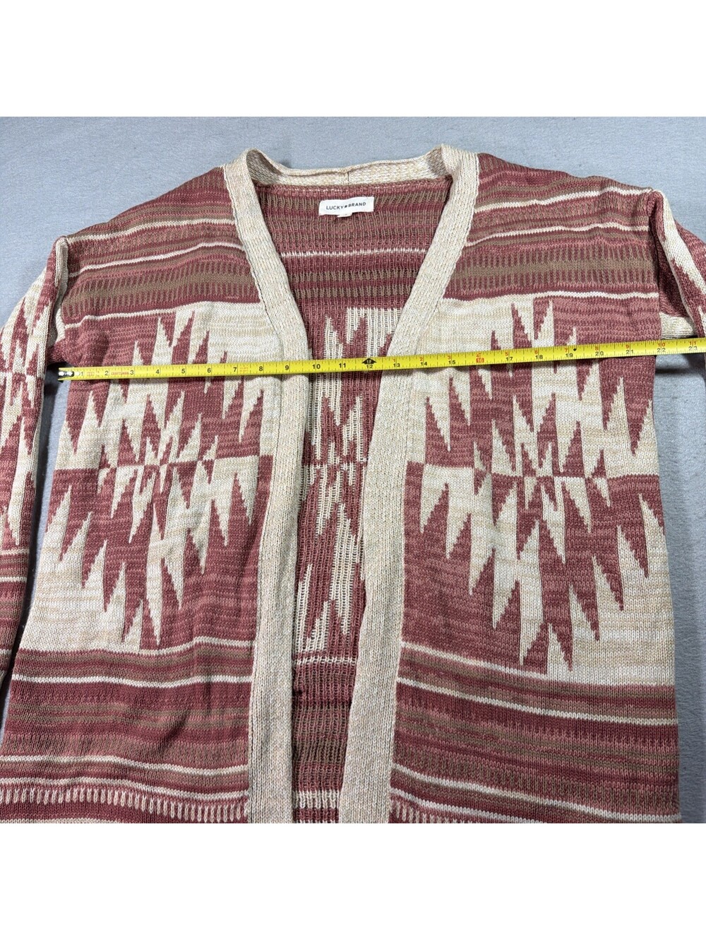 Lucky Brand Heritage Cardigan S Southwestern Aztec Open Front Knit Sweater 0201 - Picture 6 of 10